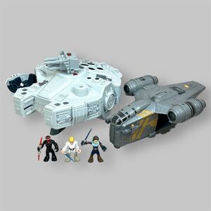 Hasbro Star Wars LOT Mission Fleet Razor Crest & Millennium Falcon + 3 Figures